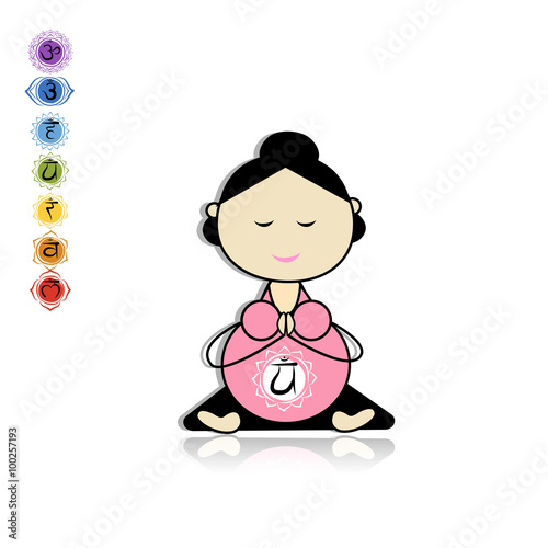 Pregnant yoga, woman in lotus pose for your design