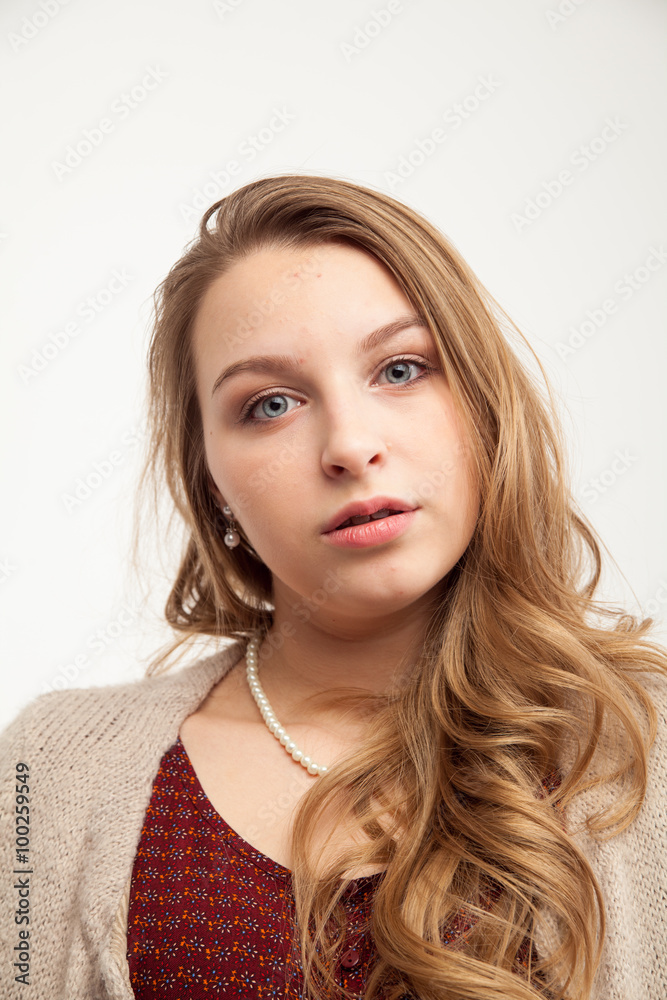 Naklejka premium Beautiful Young Woman Face