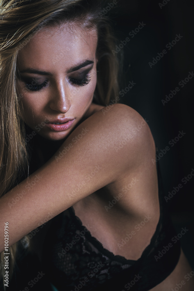 Sexy young woman in sexy black lingerie Sexy young woman in sexy black lingerie