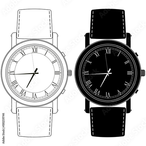 Watch. Hand watch icon with roman numeral.