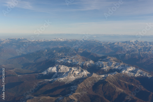 Views of mountains from the bird's eye view