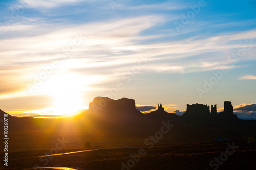 Morning sun at Monument Valley,tourism of america