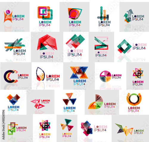 Collection of colorful abstract origami logos