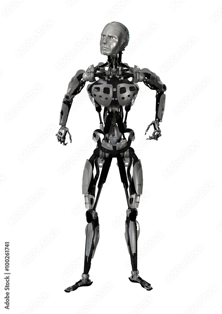 Male Cyborg on White