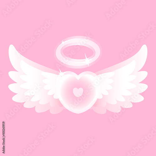 Heart with angel wings on Valentine's Day.