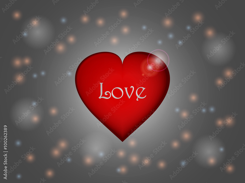 Love heart over glowing background