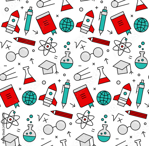 Science elements seamless icons pattern
