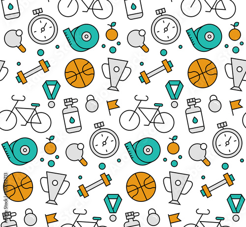 Sports elements seamless icons pattern