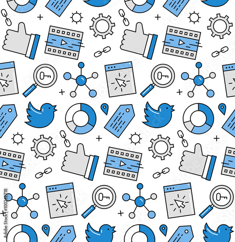 Social media seamless icons pattern