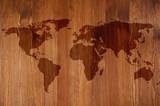 Mapa świata na drewnianej tablicy