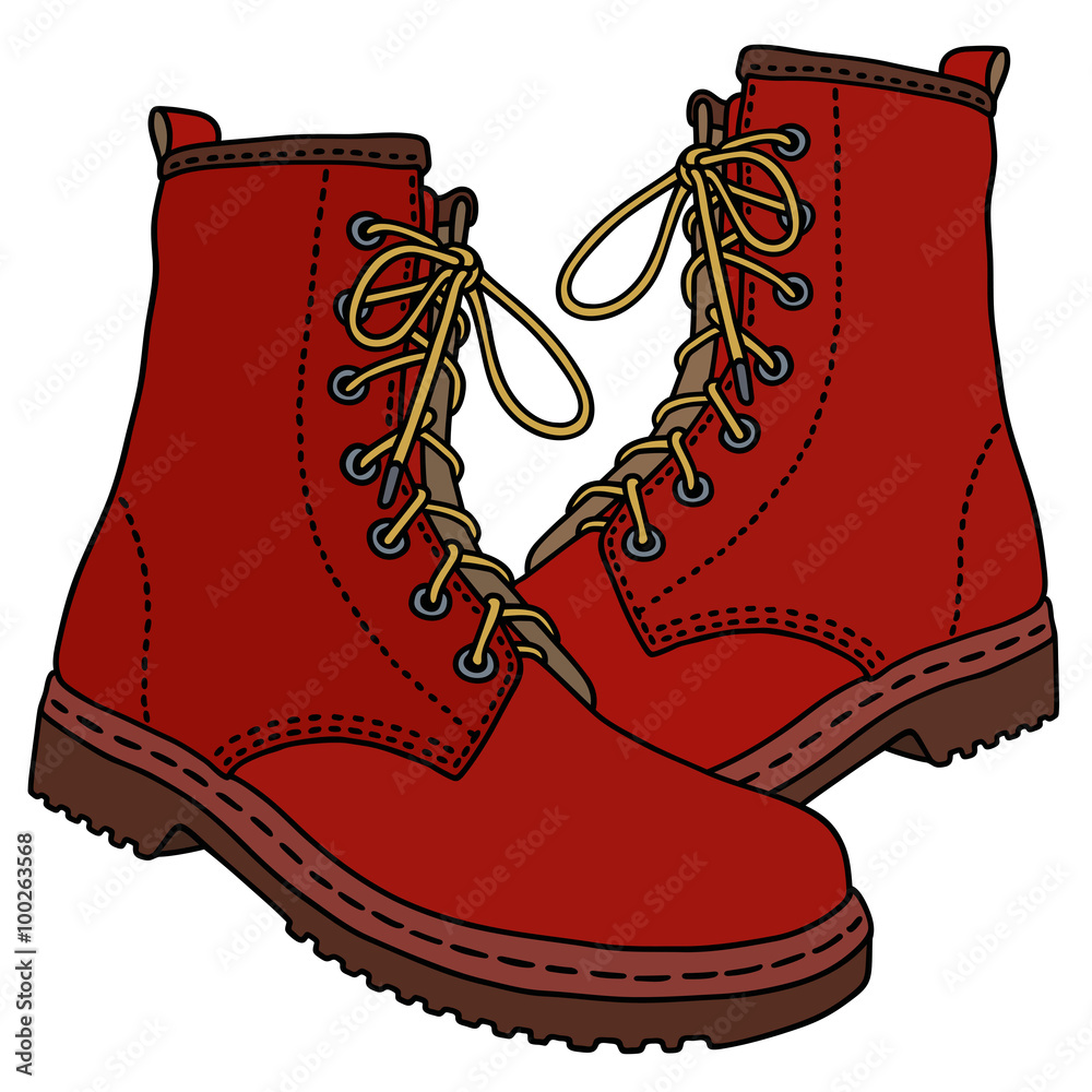 Red boots / Hand drawing, vector illustration Stock Vector | Adobe Stock