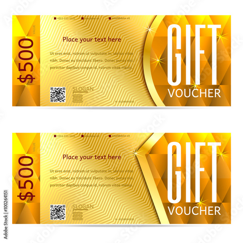 gift voucher vector gold illustration coupon template for company