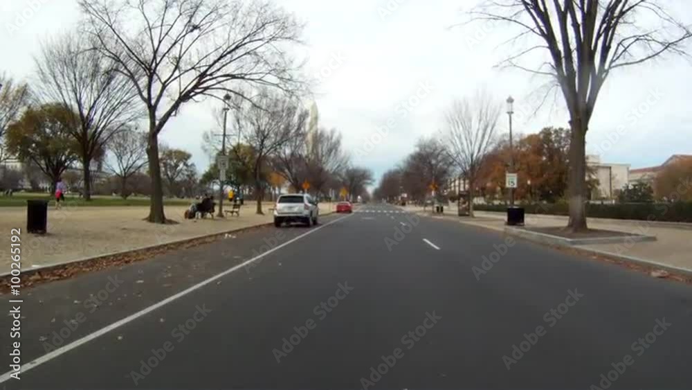 Driving towards the Washington Monument on an cloudy day. Driving towards the Washington Monument on an cloudy day.