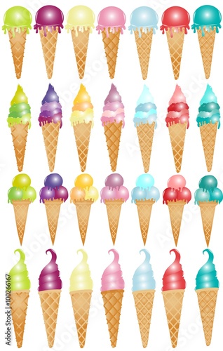 set of ice cream different kinds