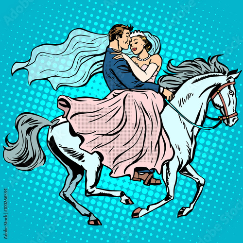 bride and groom white horse love wedding romance