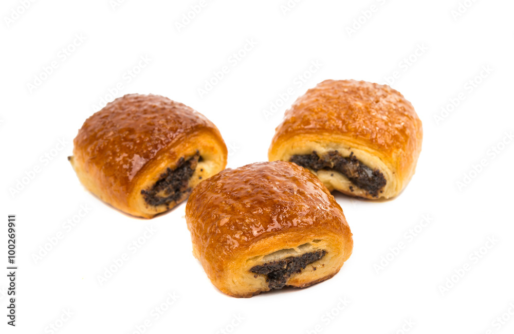 Strudel with poppy seeds isolated