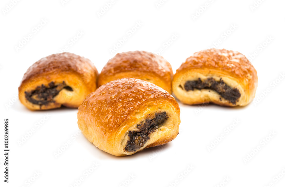 Strudel with poppy seeds isolated