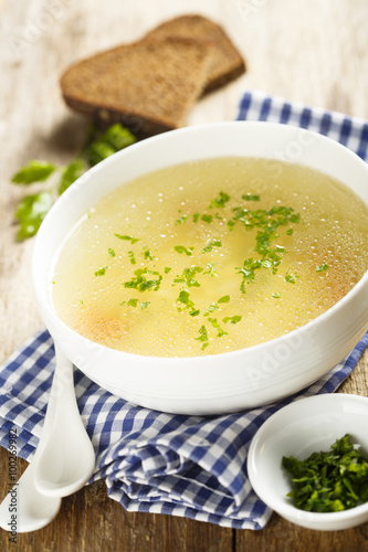 Chicken broth with herbs