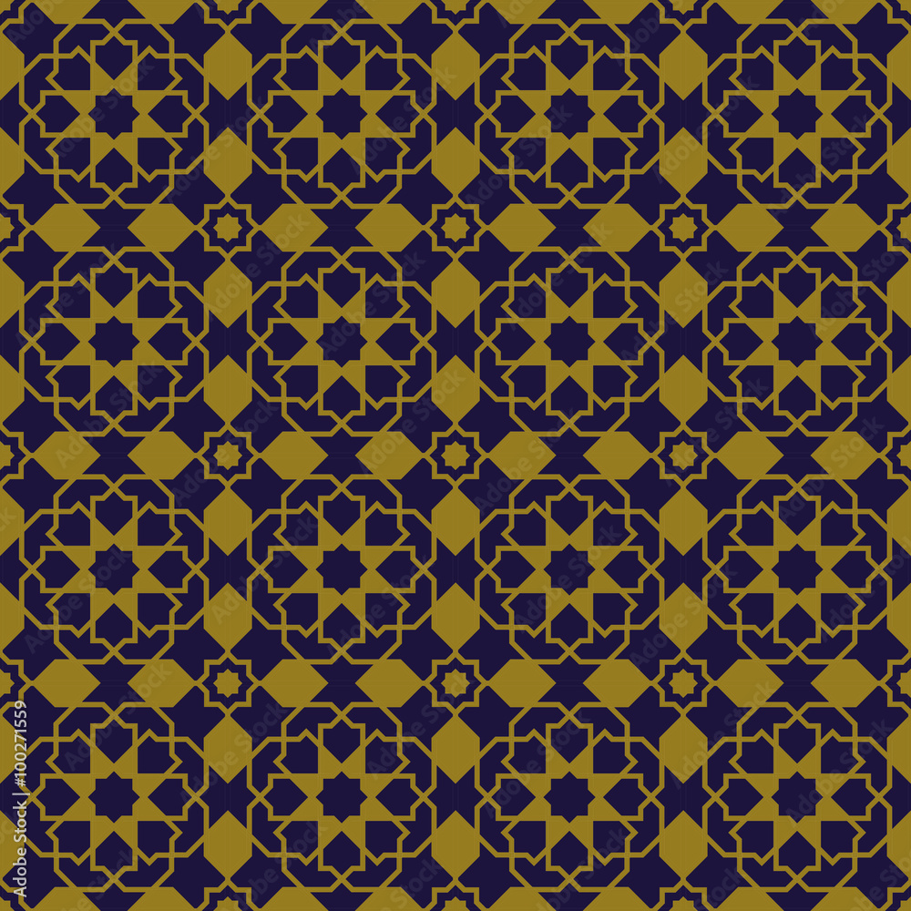 Elegant antique background image of Islam star cross geometry pattern.
