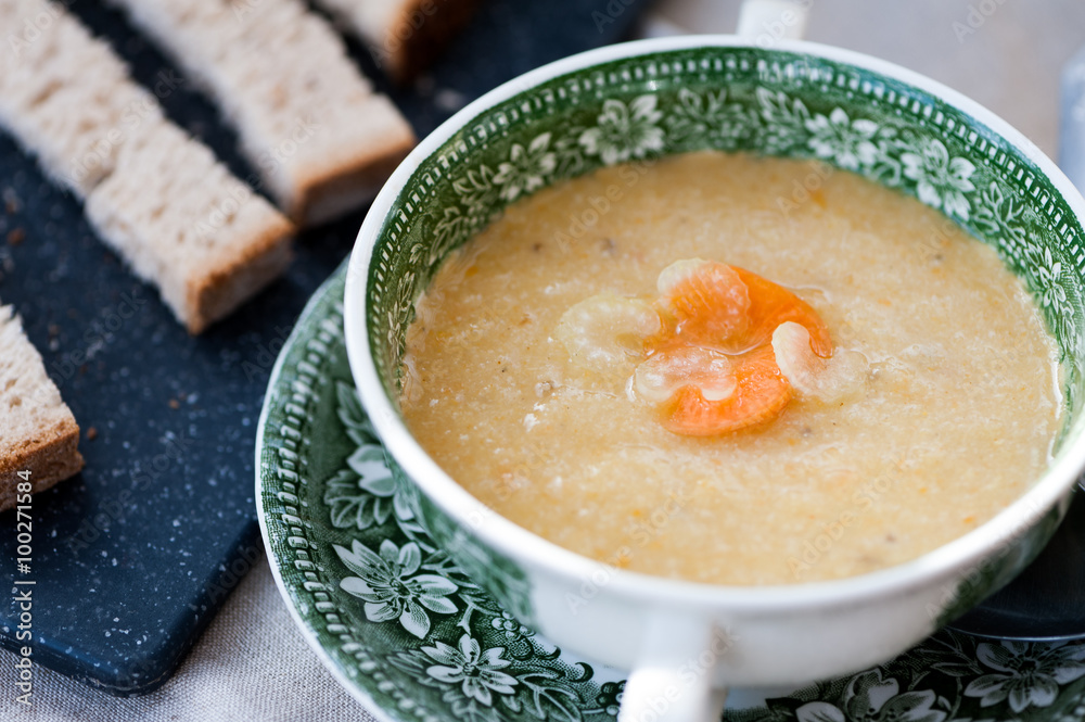 Vegetable cream soup in a bowl Vegetable cream soup in a bowl