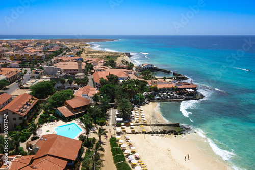 Aerial view of Santa Maria beach in Sal Island Cape Verde - Cabo photo