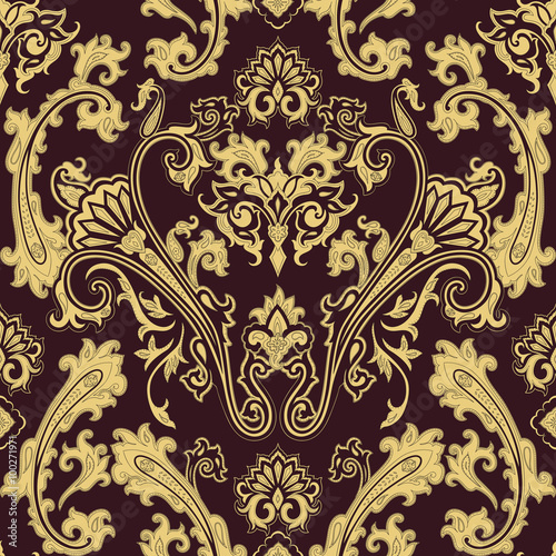 Vector pattern inspired by paisley. Damask seamless pattern, for wrapping, fabric, wallpaper