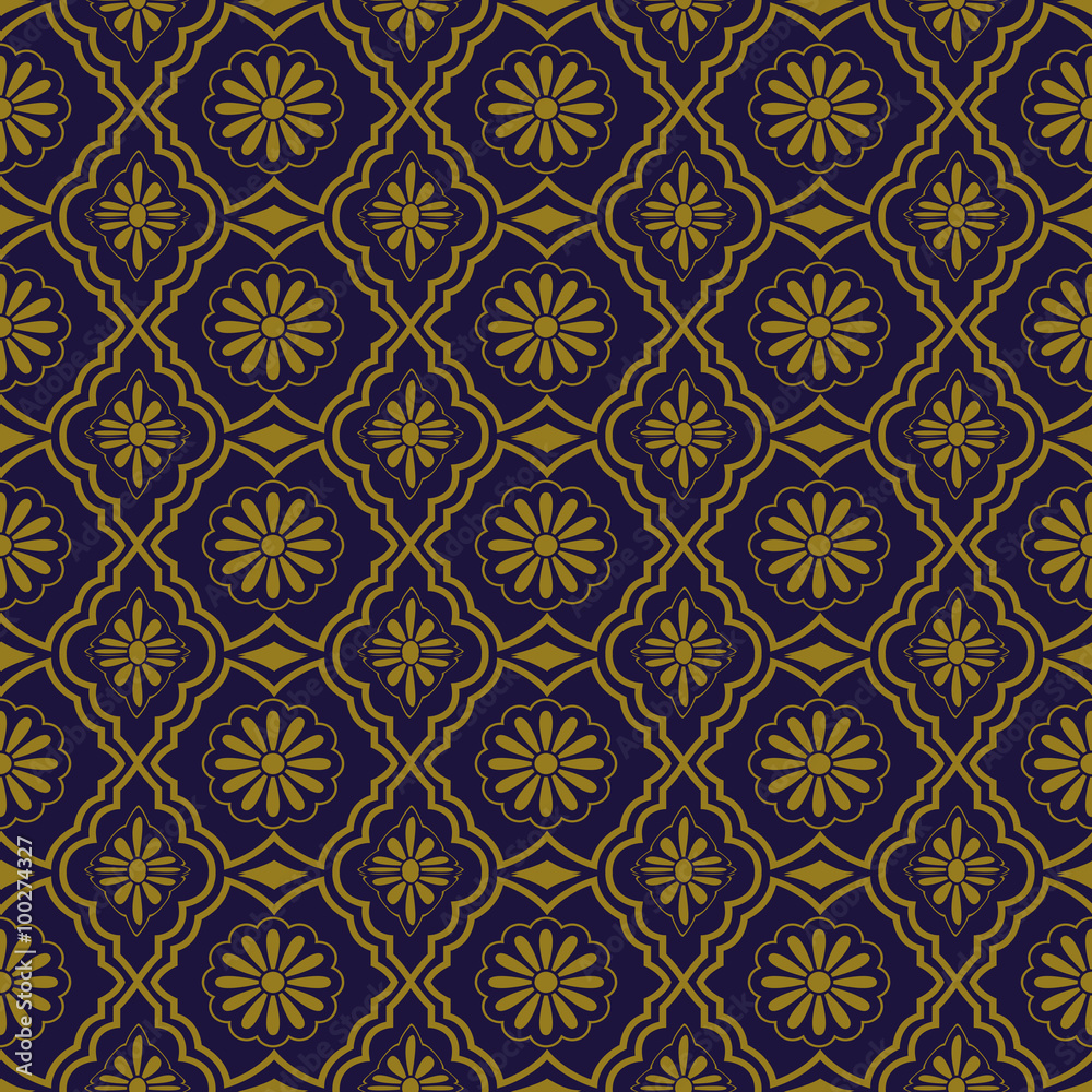 Elegant antique background image of flower geometry pattern.
