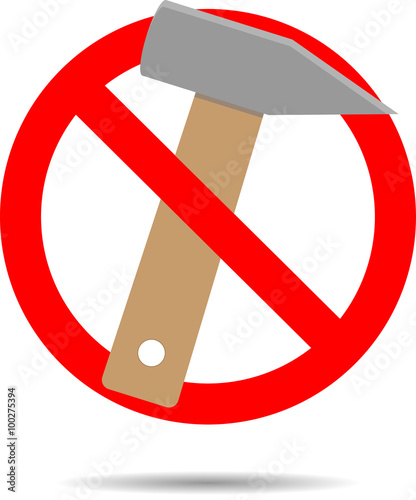 Ban hammer icon flat