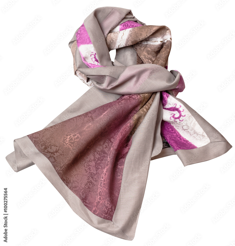 knotted sewing silk scarf with pink batik pattern