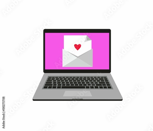 laptop with a letter on the screen