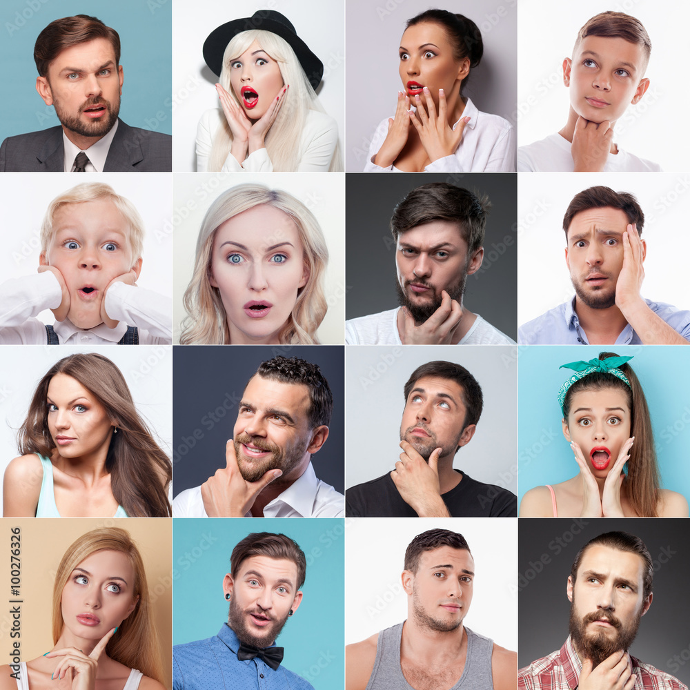 Set of different people evincing various emotions Set of different people evincing various emotions