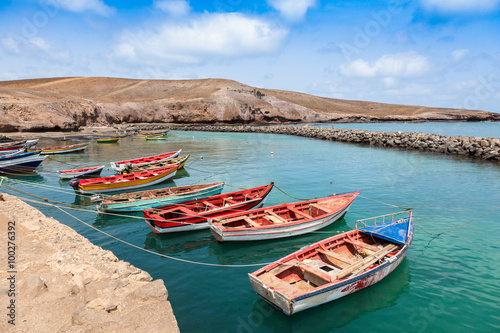Fisher boats in Pedra Lume harbor in Sal Islands - Cape Verde - photo