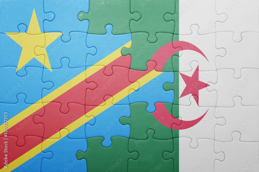 puzzle with the national flag of algeria and democratic republic of the  congo Stock Photo | Adobe Stock