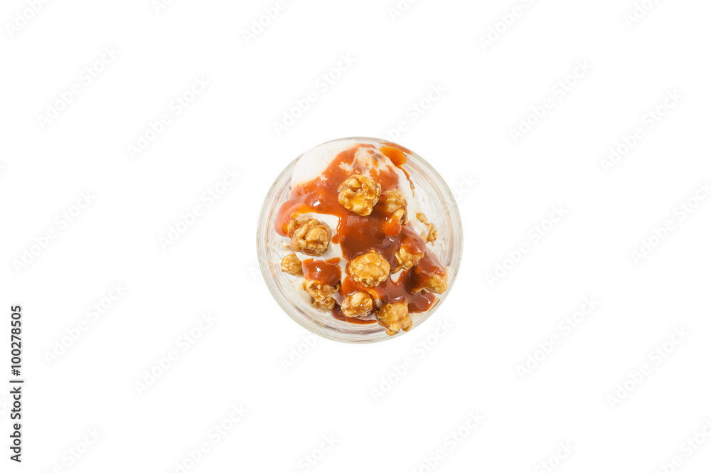 Ice cream with pop corn Ice cream with pop corn