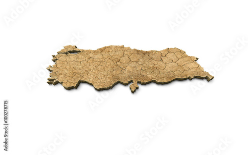 3D Turkey Map Dry Earth