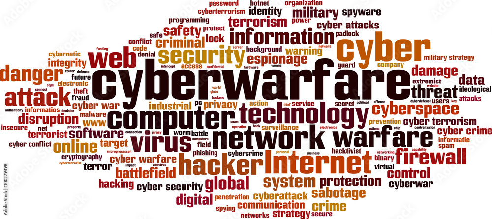 Obraz premium Cyberwarfare word cloud concept. Vector illustration