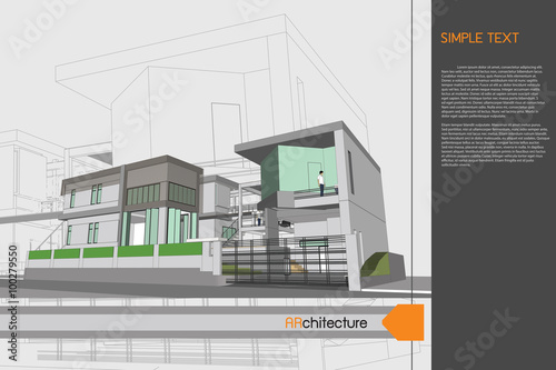sketch design of home on drawing table,vector