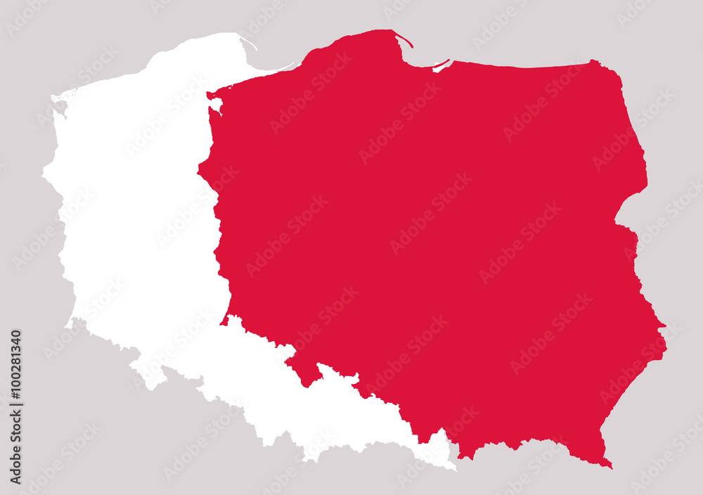 Fototapeta Polen Landkarte, 2fach mit Landesfarben