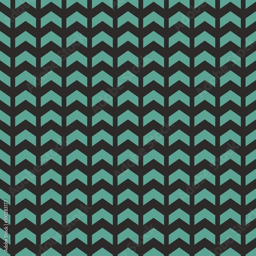 Tile vector pattern with blue or mint green zig zag print on black background