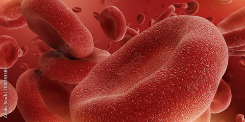3d abstract red blood cells, erythrocytes illustration, microbio