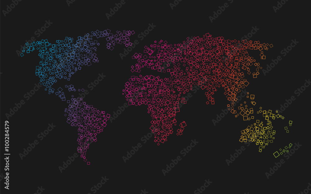 world map of colorful squares