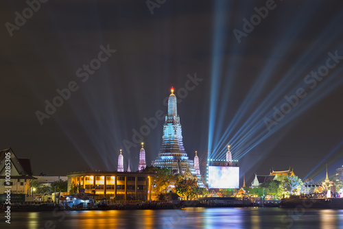 Lighting show at Wat Arun Temple for new year 2016 celebration, photo