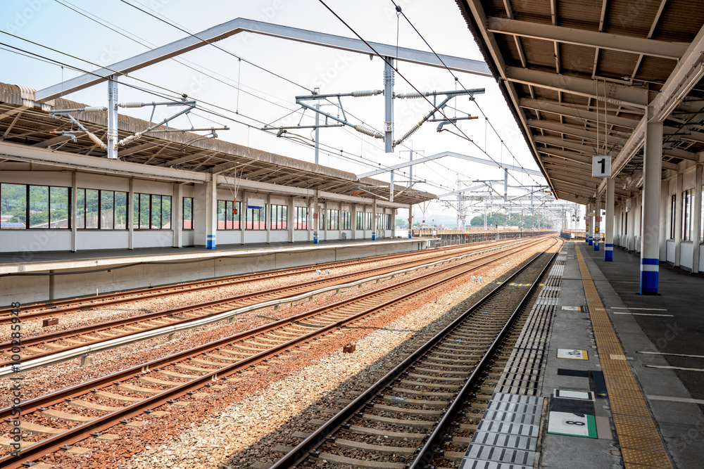 Bullet train station tracks and loading