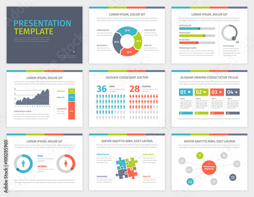 Set of Presentation Template. Infographic elements on slides.