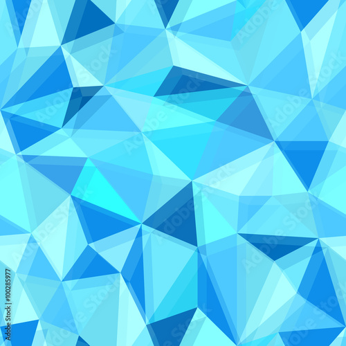 Blue seamless polygon pattern from triangles. 