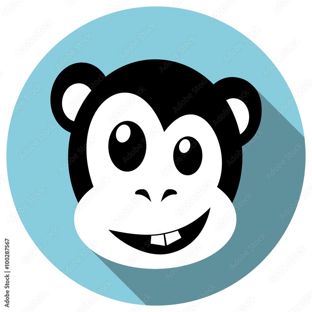 Monkey face. Flat web icon with long shadow Monkey face. Flat web icon with long shadow