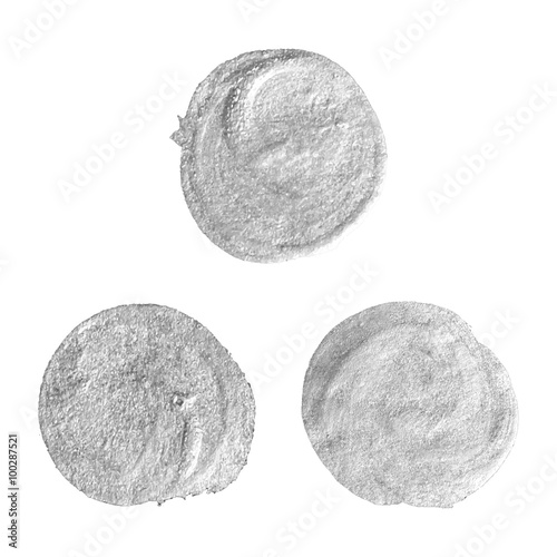 Set of round silver stains.