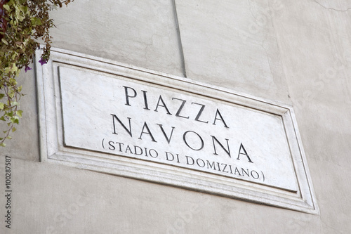 Piazza Navona Square Sign, Rome, Italy, Europe