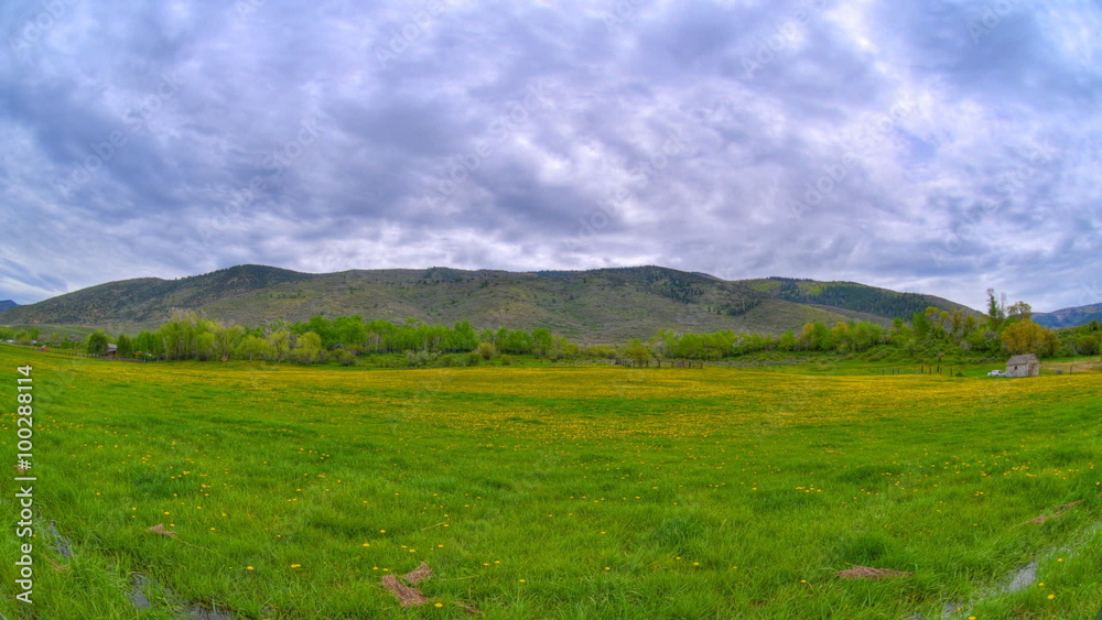 Wide time-lapse shot of a ranch in Utah Wide time-lapse shot of a ranch in Utah