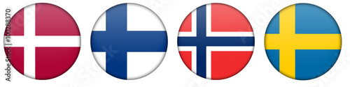 collection of scandinavian flags with label